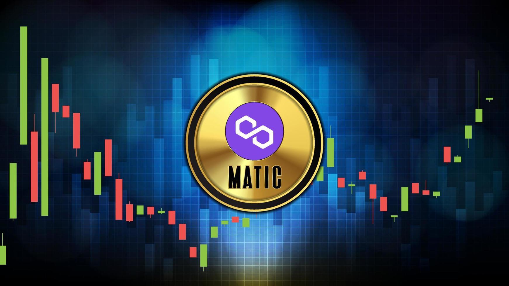 abstract futuristic technology background of Polygon MATIC Price graph Chart coin digital cryptocurrency vector