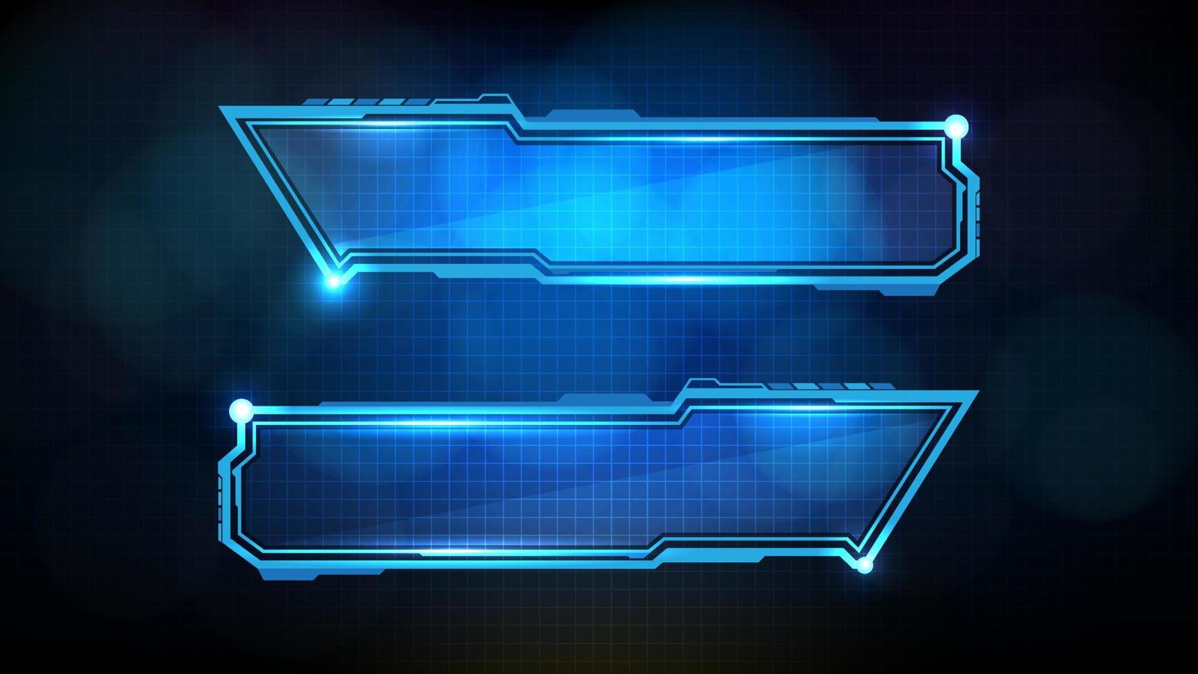 abstract futuristic background of blue glowing technology sci fi frame, hud ui, lower third button bar vector