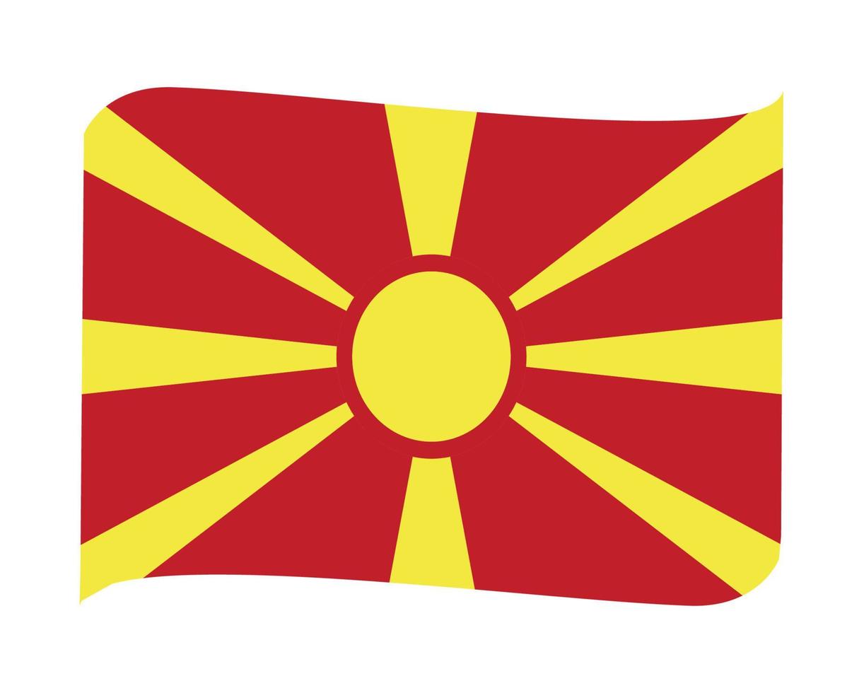 Macedonia Flag National Europe Emblem Ribbon Icon Vector Illustration Abstract Design Element