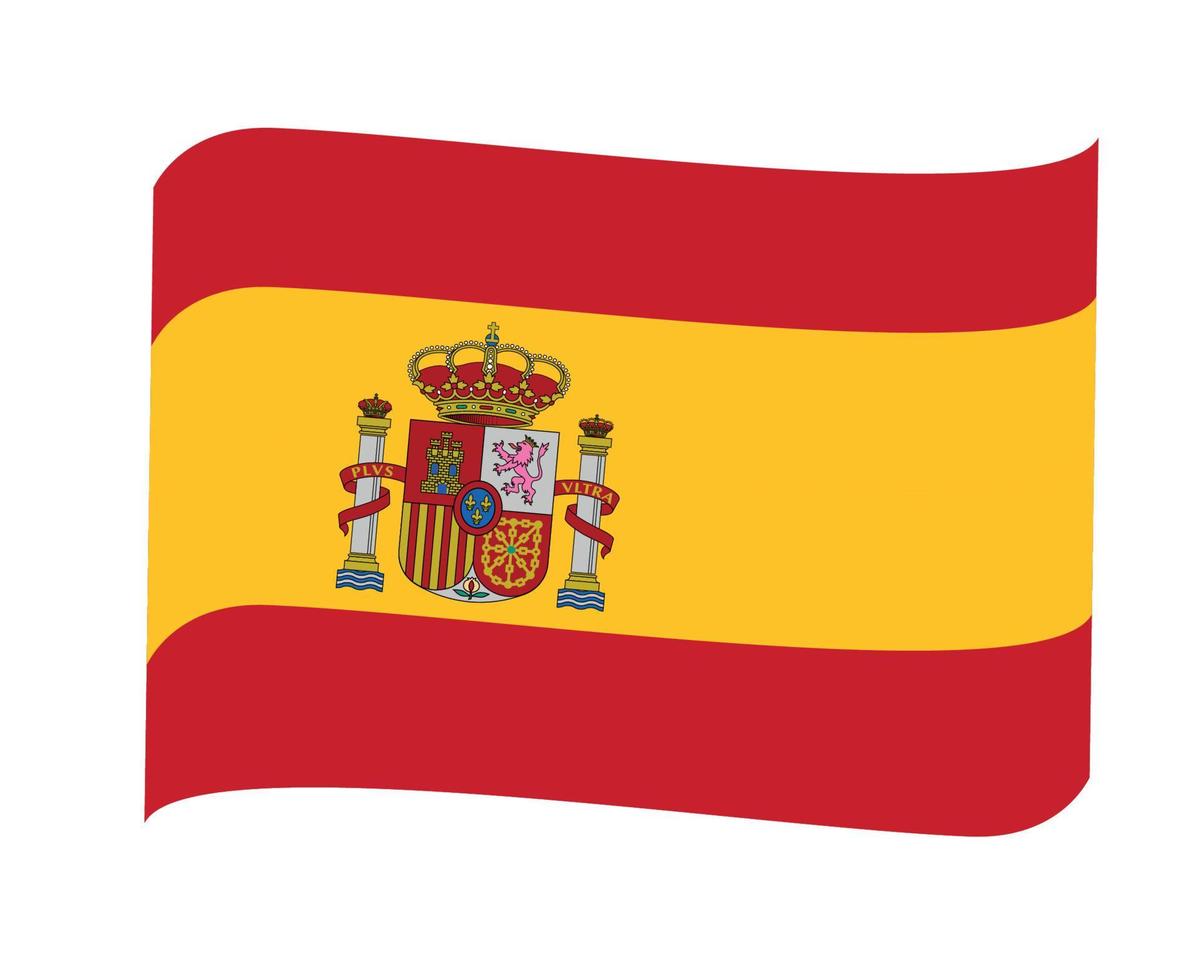 Spain Flag National Europe Emblem Ribbon Icon Vector Illustration Abstract Design Element