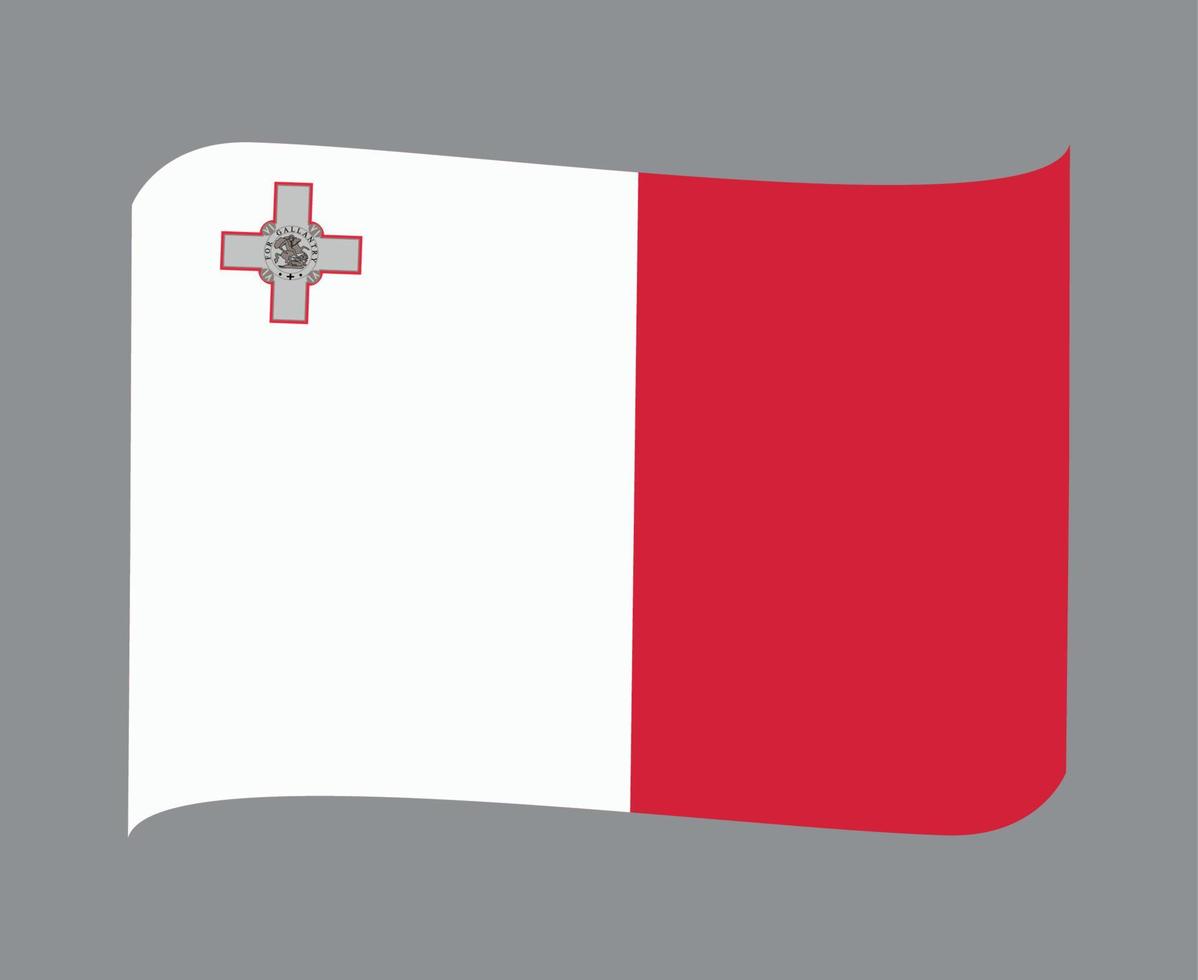 Malta Flag National Europe Emblem Ribbon Icon Vector Illustration Abstract Design Element