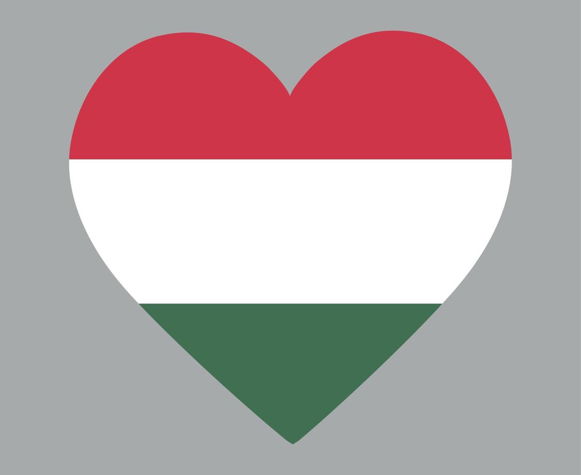 Hungary Flag National Europe Emblem Heart Icon Vector Illustration Abstract Design Element