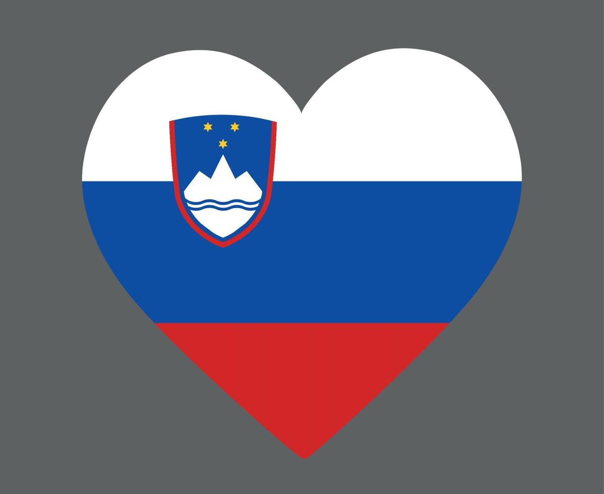 Slovenia Flag National Europe Emblem Heart Icon Vector Illustration Abstract Design Element