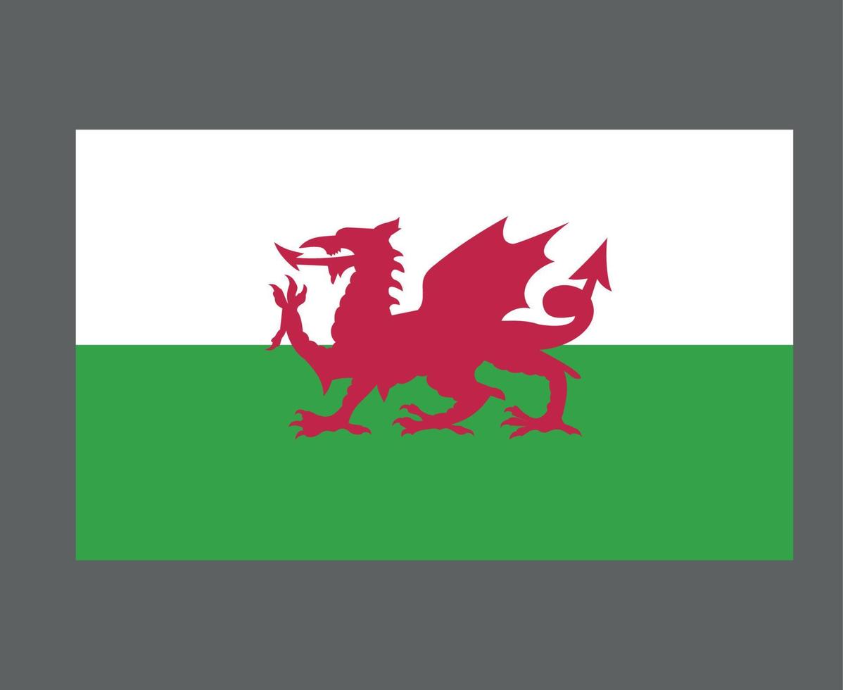 Wales Flag National Europe Emblem Symbol Icon Vector Illustration Abstract Design Element