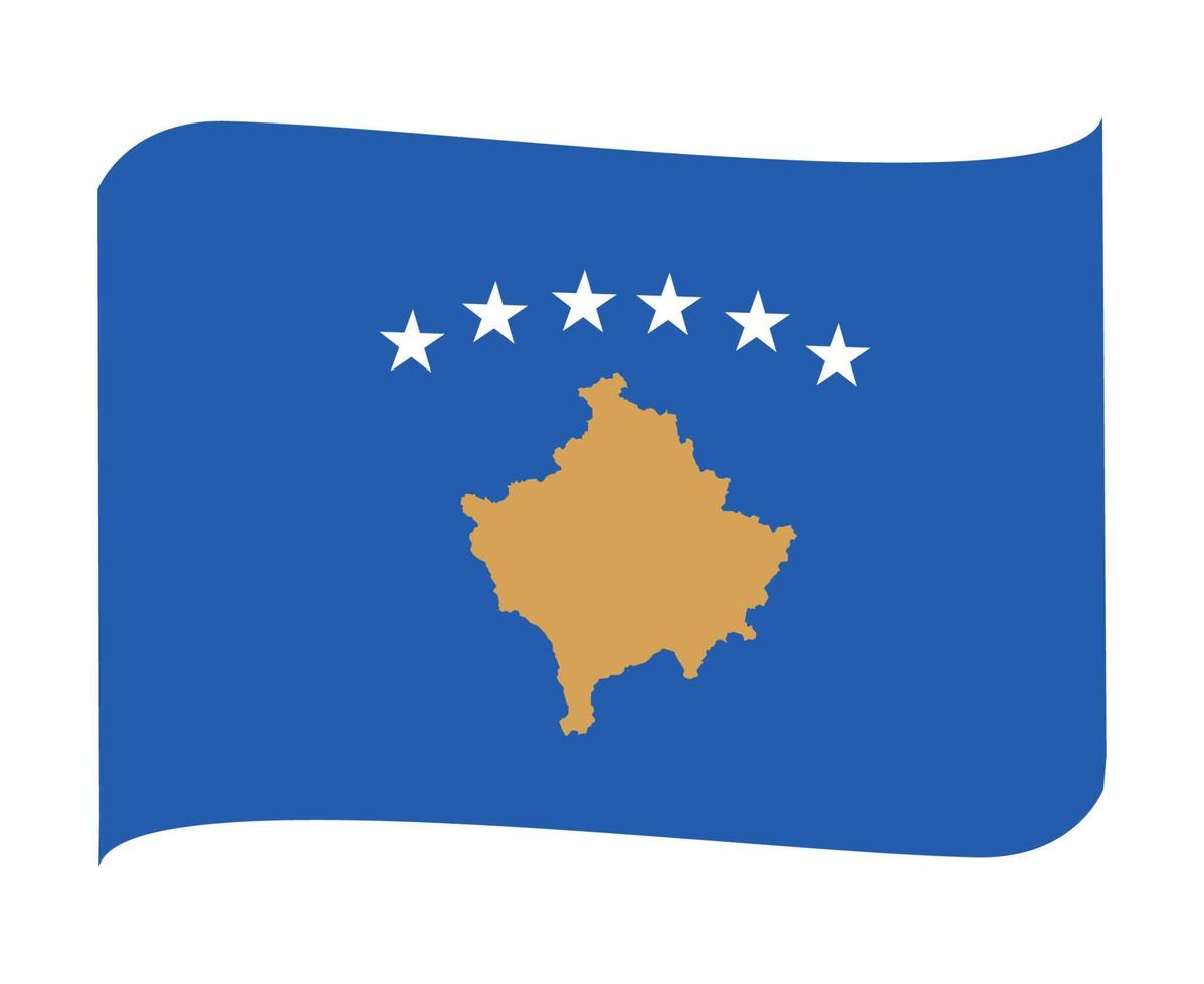 Kosovo Flag National Europe Emblem Ribbon Icon Vector Illustration Abstract Design Element