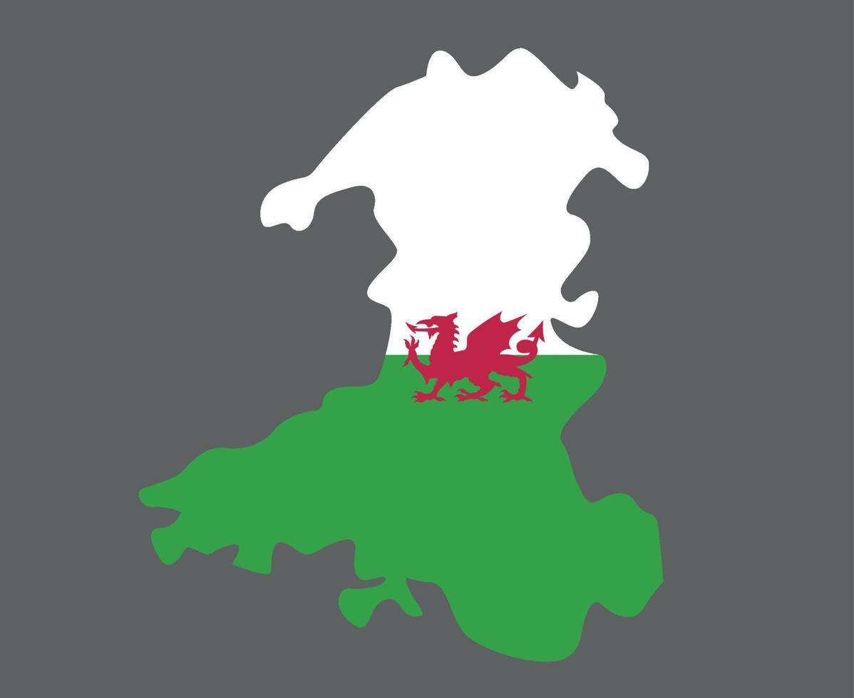 gales bandera nacional europa emblema mapa icono vector ilustración diseño abstracto elemento