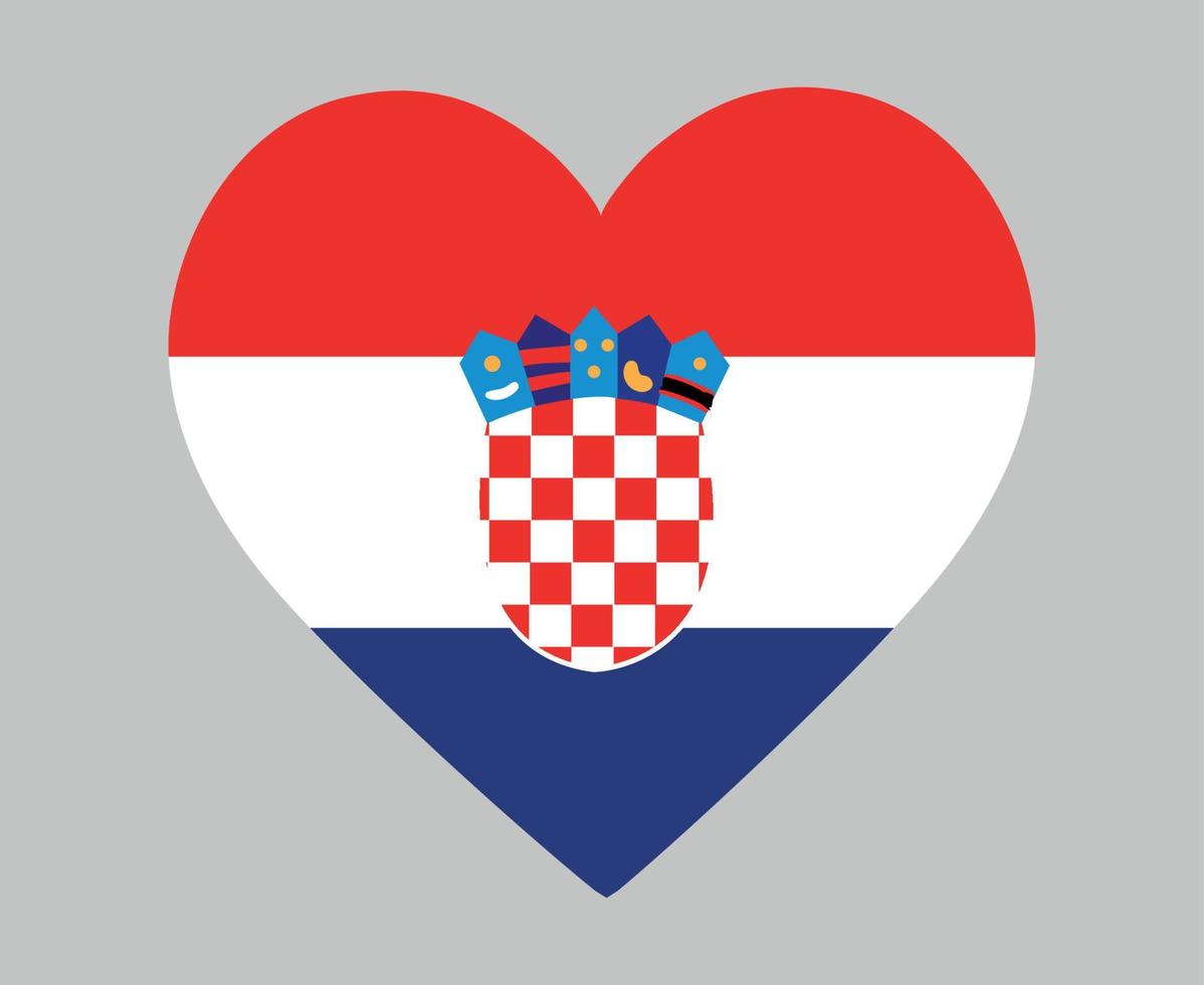 Croatia Flag National Europe Emblem Heart Icon Vector Illustration Abstract Design Element