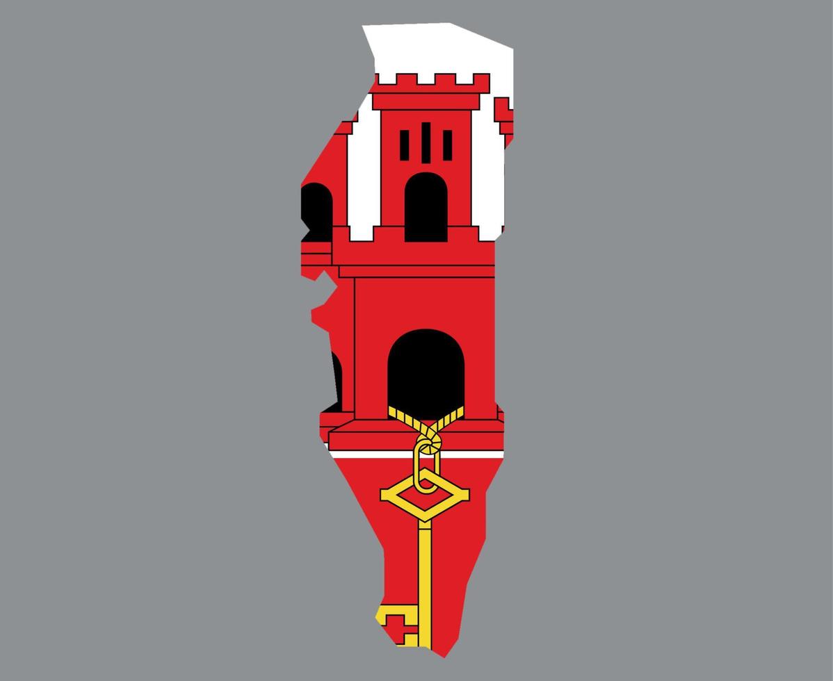 Gibraltar Flag National Europe Emblem Map Icon Vector Illustration Abstract Design Element
