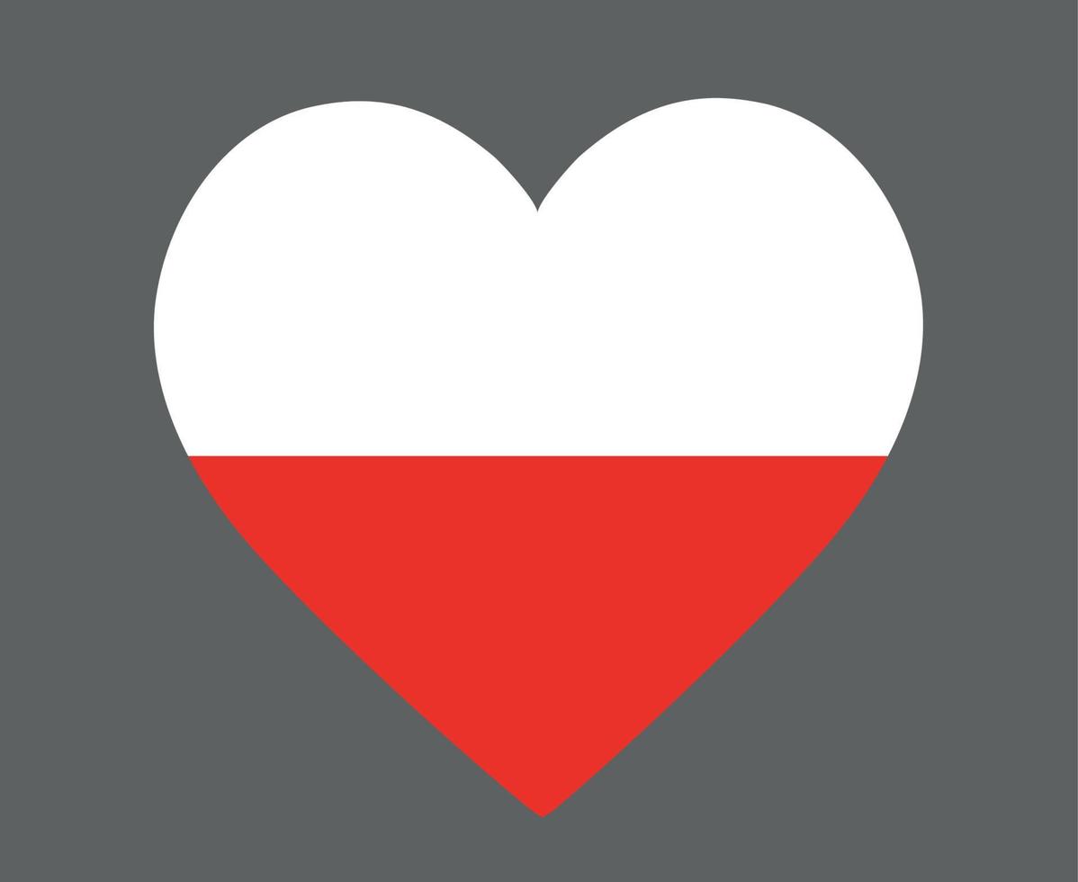 Poland Flag National Europe Emblem Heart Icon Vector Illustration Abstract Design Element