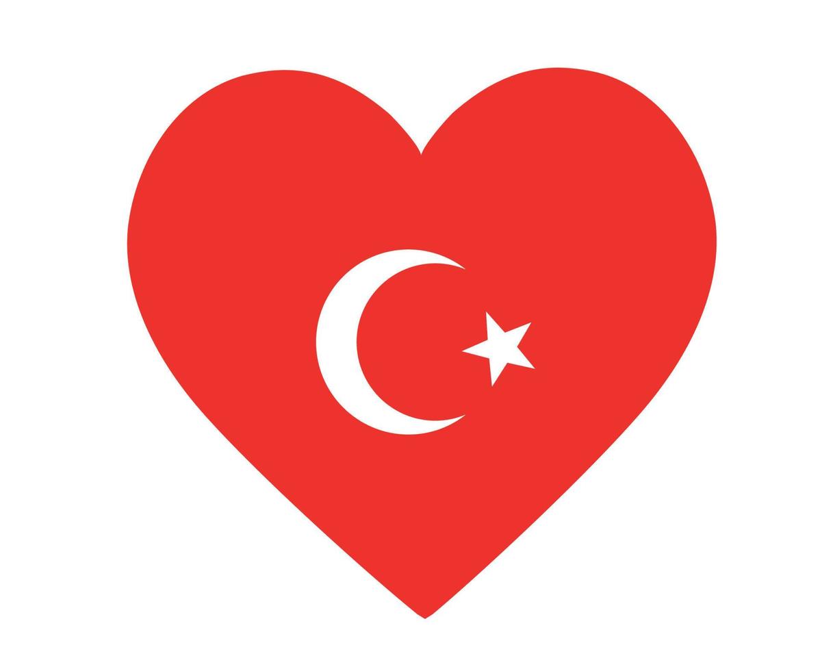 Turkey Flag National Europe Emblem Heart Icon Vector Illustration Abstract Design Element