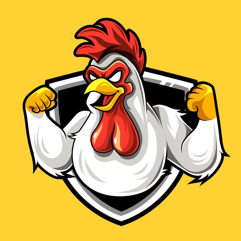 strong evil rooster mascot graphic epic illustration design for exclusive esports logo and so on isolated vector