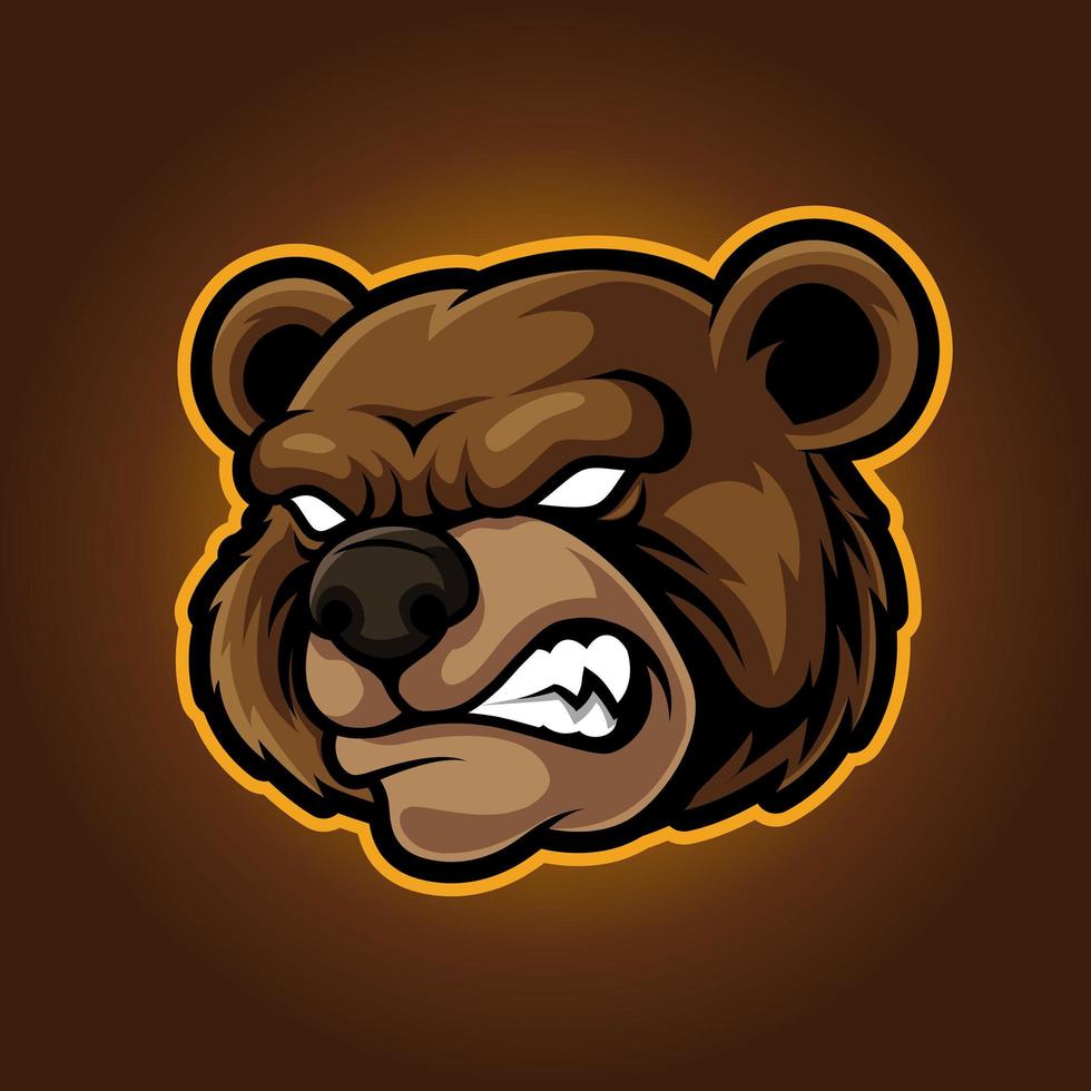 angry bear head mascot character illustration vector