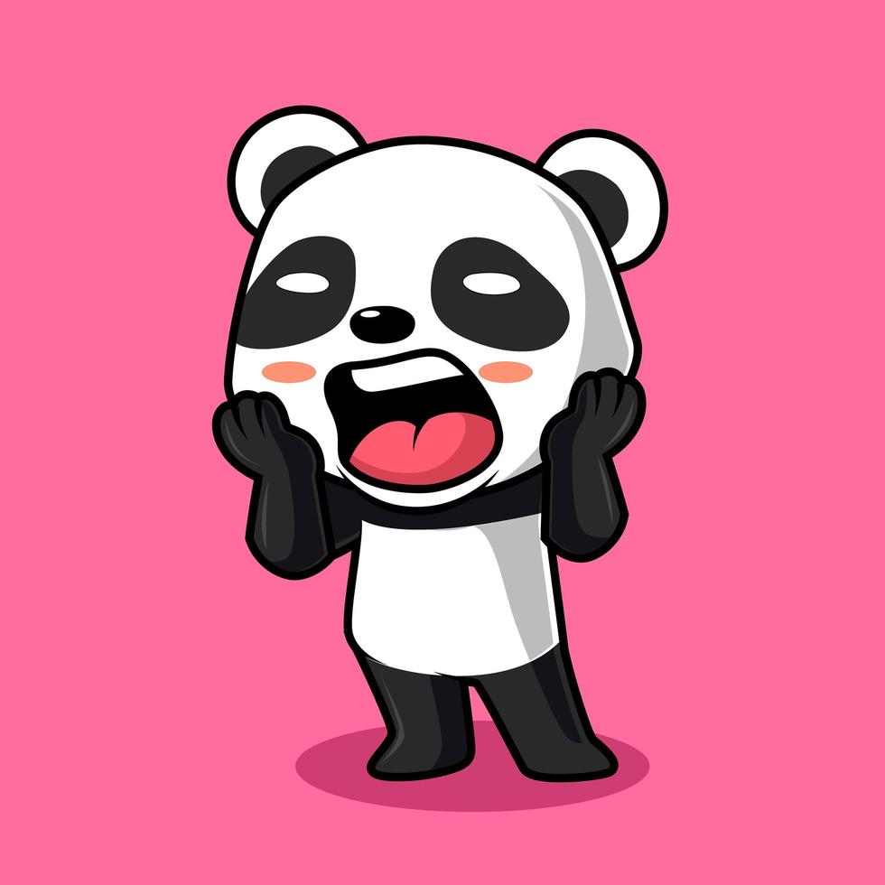 shocked panda isolated cute cartoon illustration vector