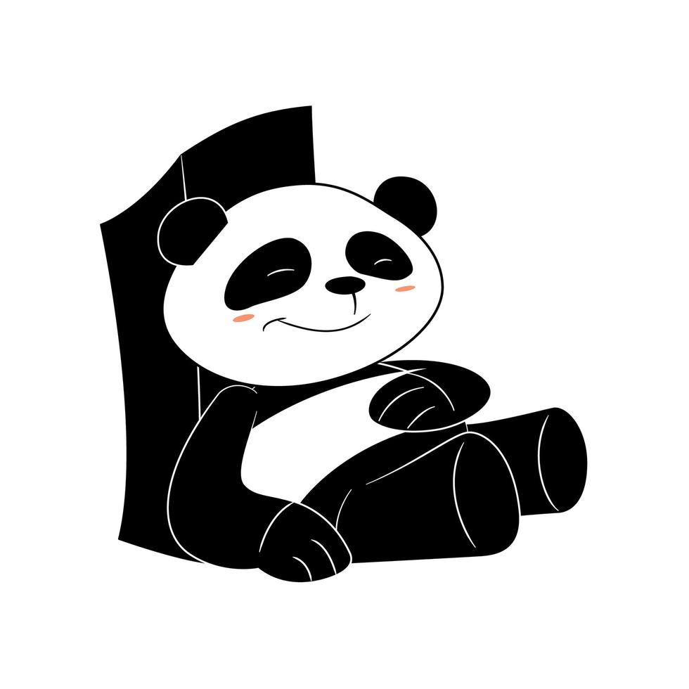 cartoon illustration of cute panda relaxing sleeping isolated vector