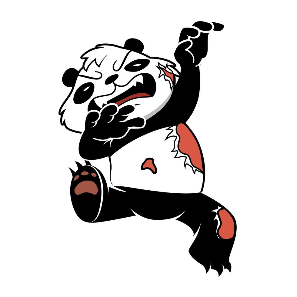 ilustración de dibujos animados mal panda de miedo aislado vector