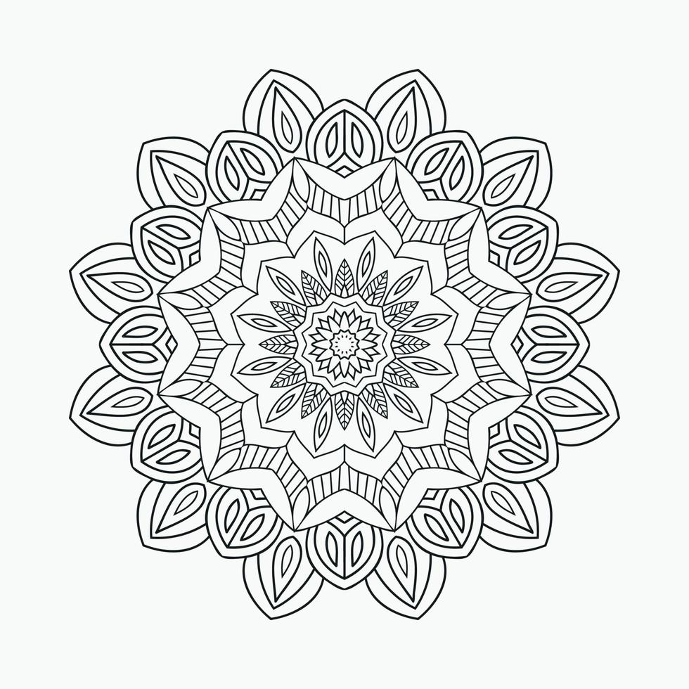 patrón de mandala floral decorativo para colorear páginas. vector de ornamento de mandala de estilo indio tradicional. página para colorear para niños. mandala decoración ornamento línea arte vector. mándala india.
