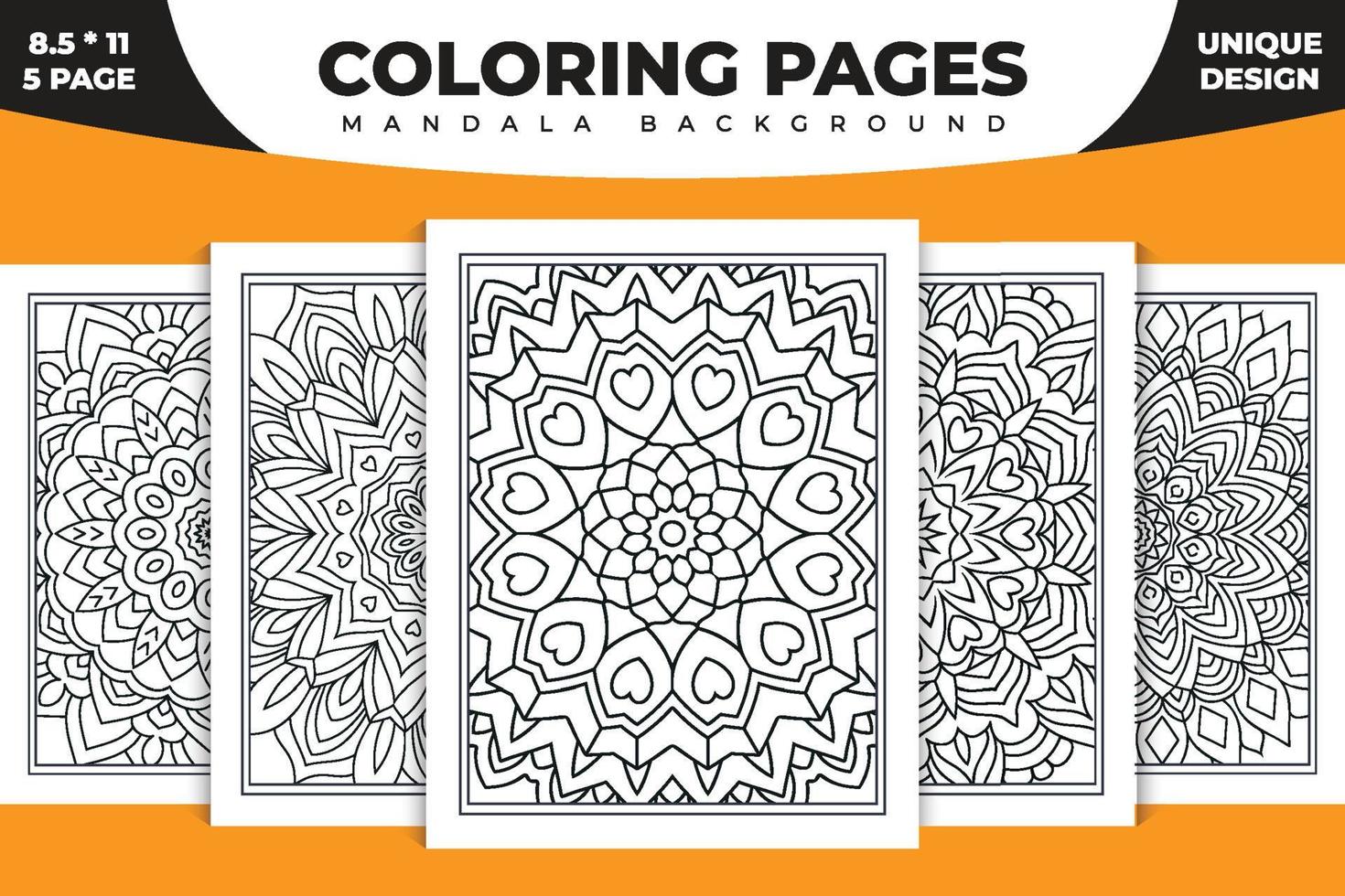 colección de páginas para colorear mandala de decoración. Paquete de patrón de mandala indio en blanco y negro para colorear páginas. diseño de conjunto de mandala de flores en estilo indio. niños coloreando el interior de la página. vector