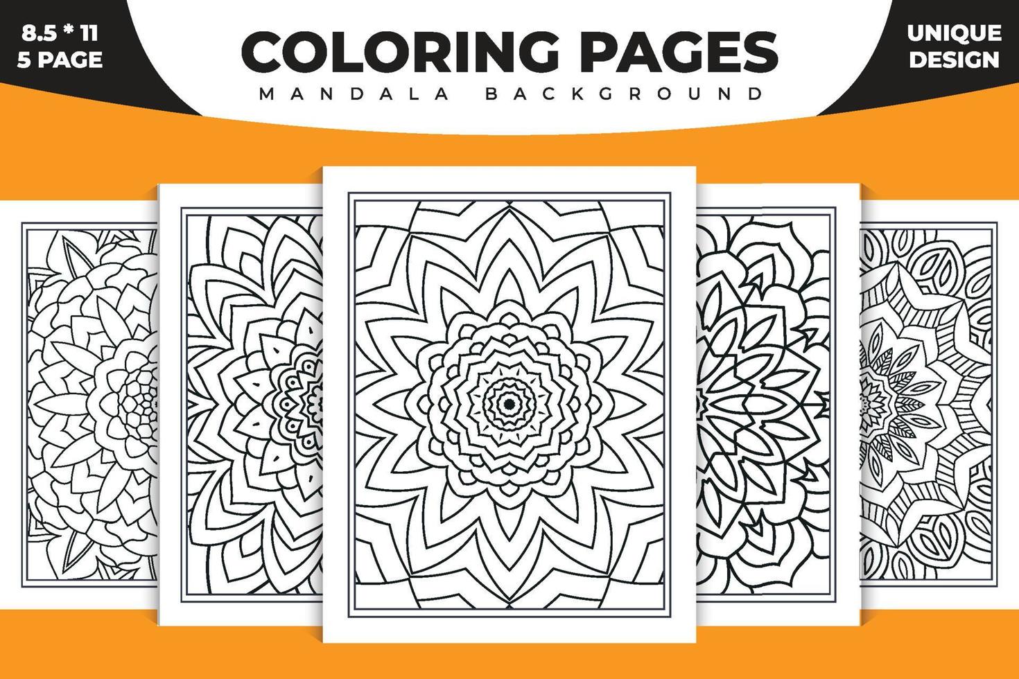 Mandala ornament line art collection. kids coloring page interior. Arabic style mandala pattern set design. Coloring page interior. Black and white mandala ornament bundle. vector