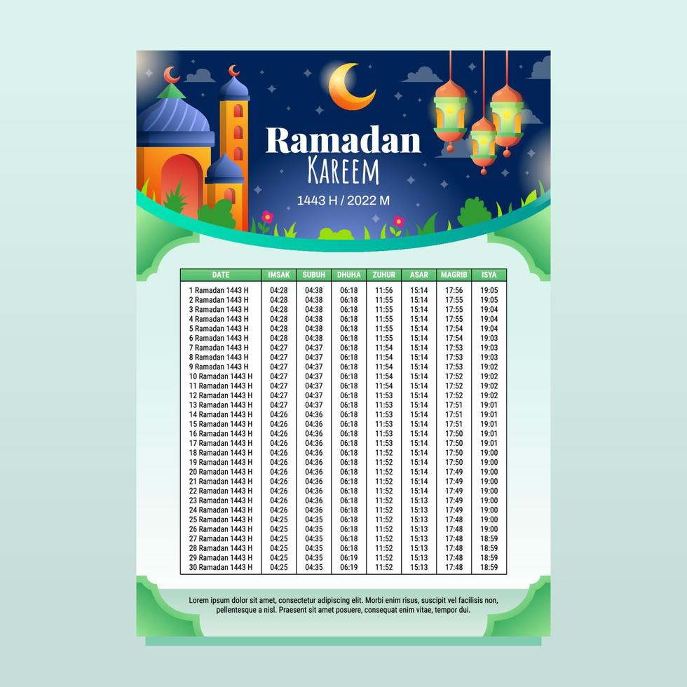 Fasting Month Calendar Template vector