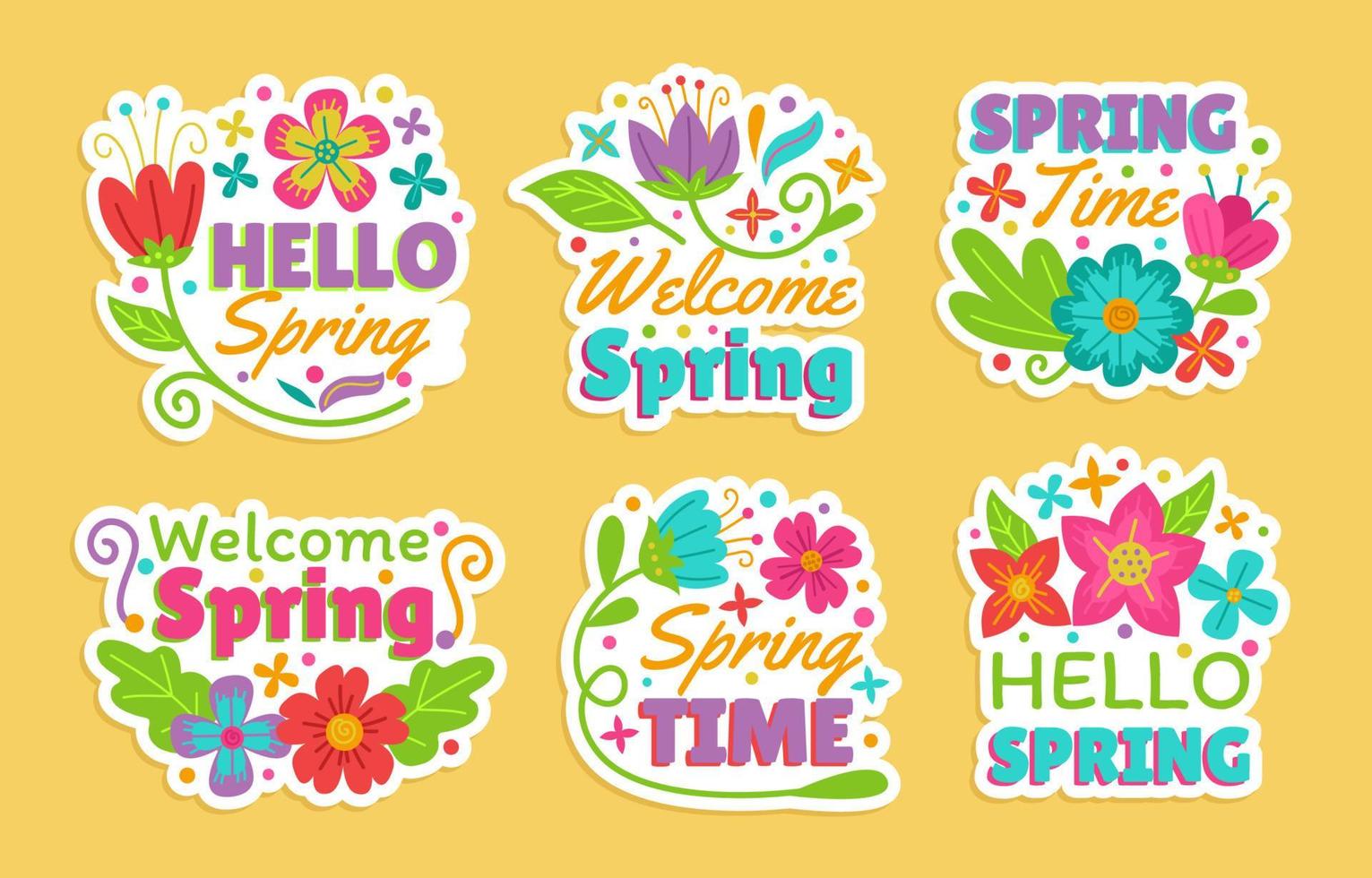 Collection Sticker of Spring Floral Elements vector