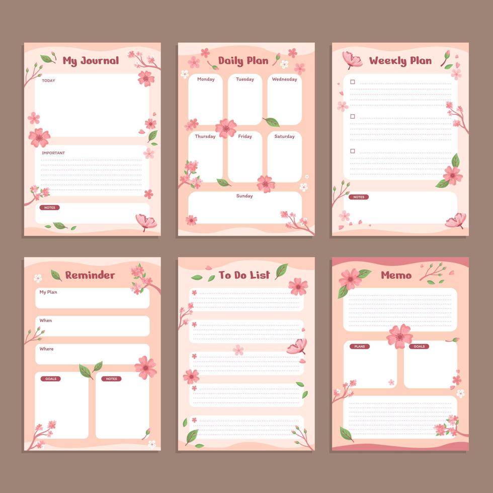 Journal Template of Element Spring Pages vector