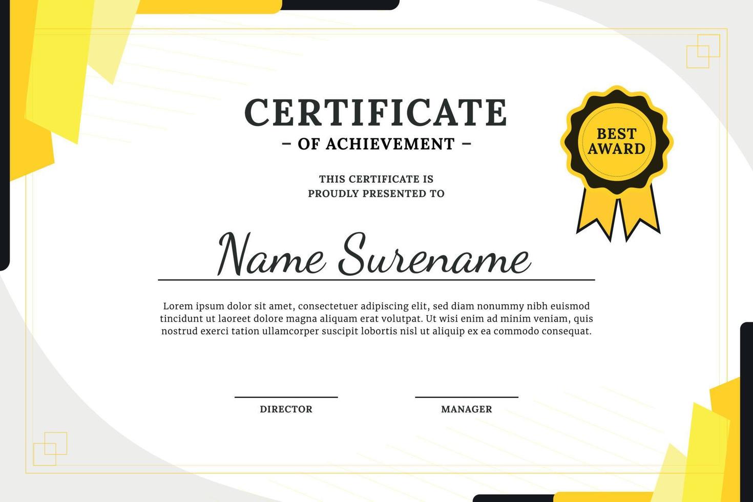 Certificate of achievement vector