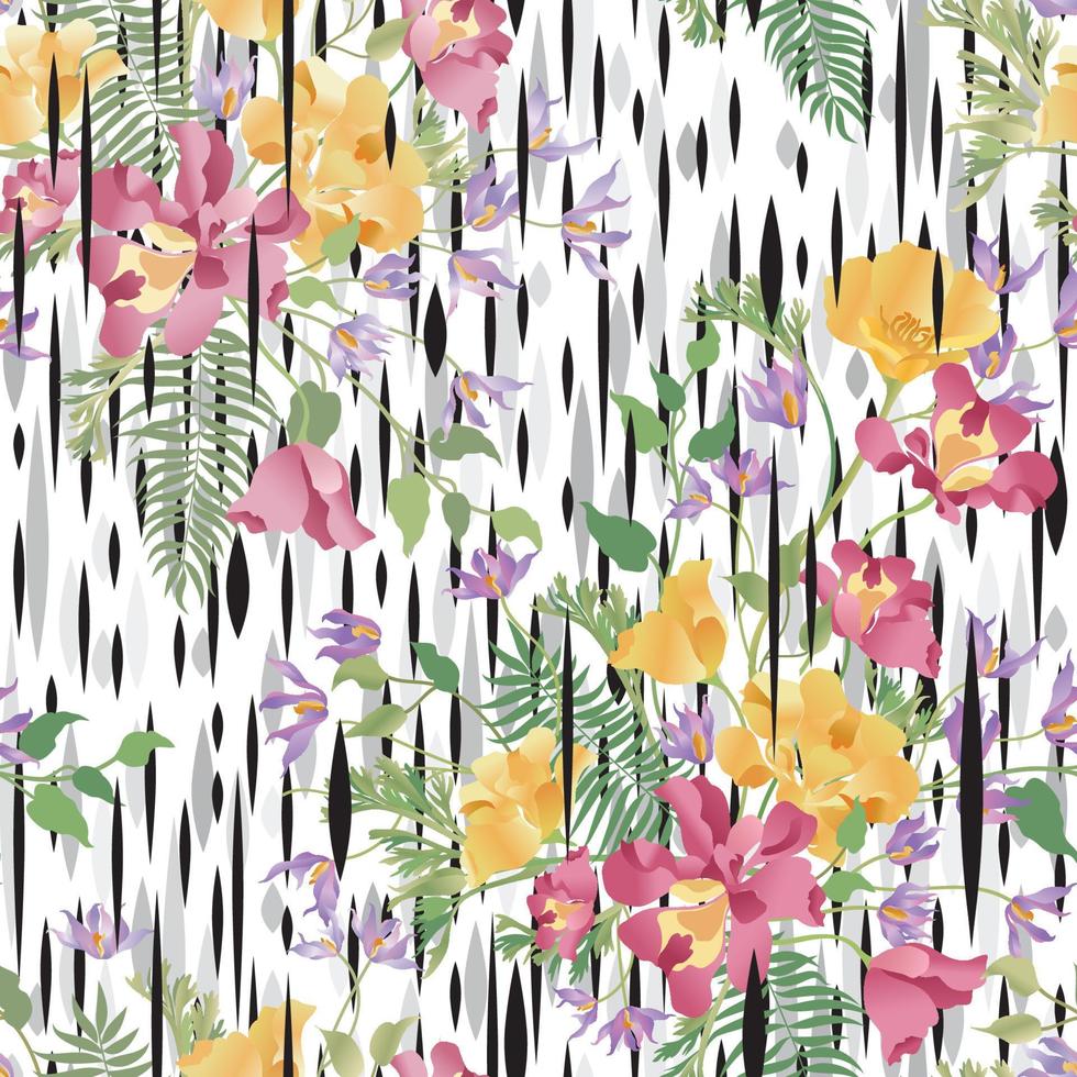 Floral ornamental seamless pattern. Abstract flower bouquet background. Spring garden flourish decor vector