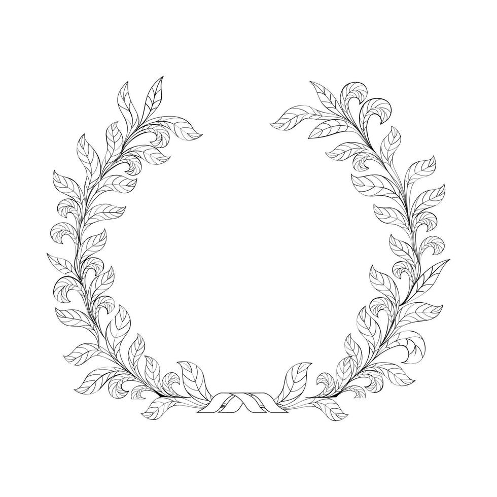 Floral frame Branch with leaves wreath decor Nature background vector