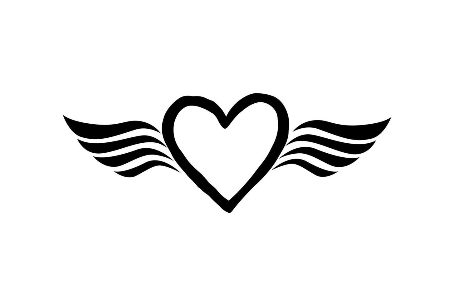 Love heart with wings. Valentine day card. Winged Love icon. Good for tattoo vector