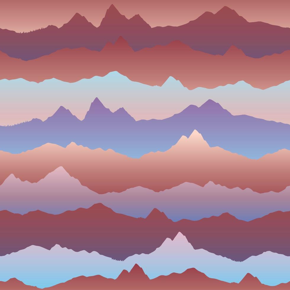 Abstract wavy mountain skyline background. Cardio effect seamless pattern. Dynamic motion wave texture vector