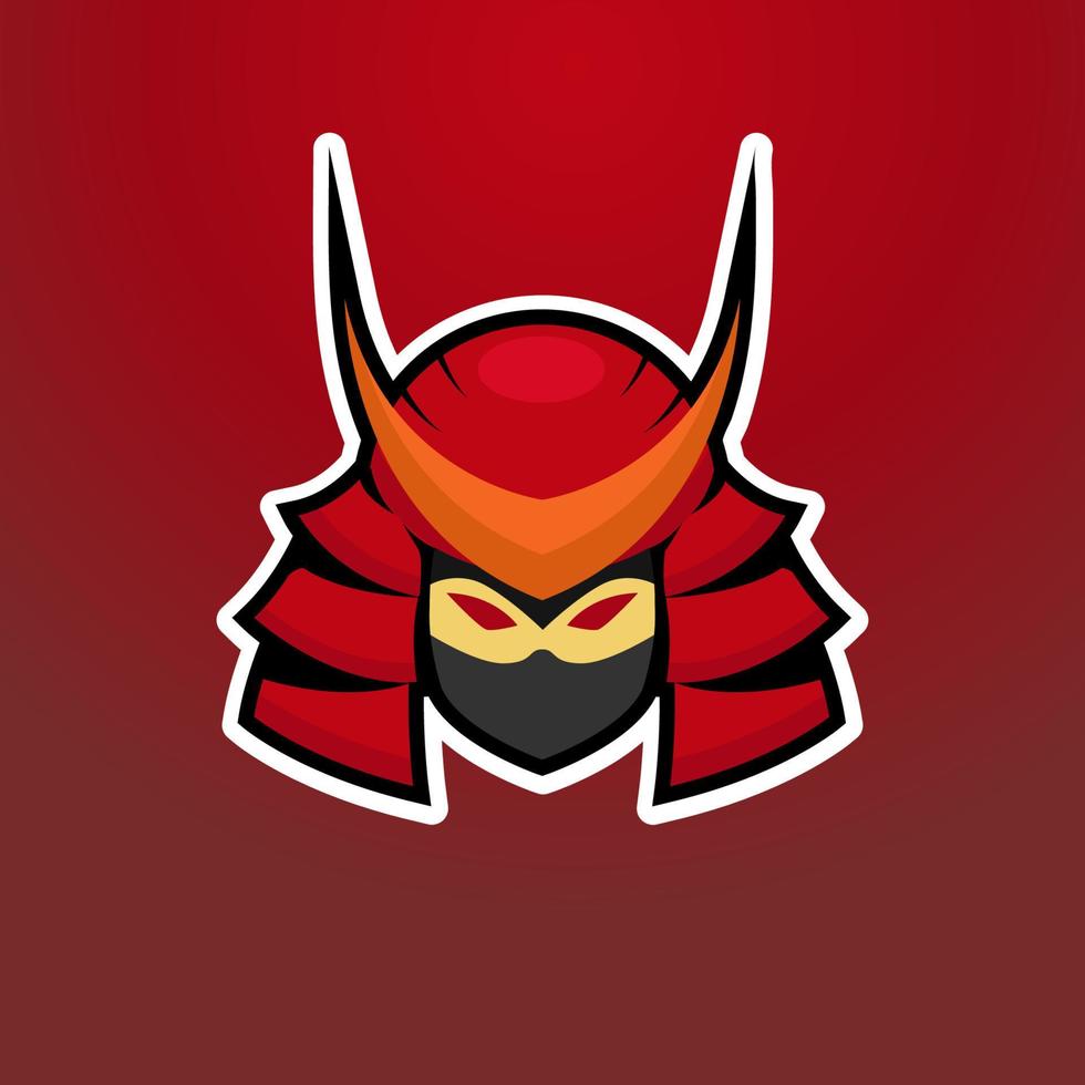 Samurai emblem in cartoon style. Suitable for gaming or e-sports team logo vector
