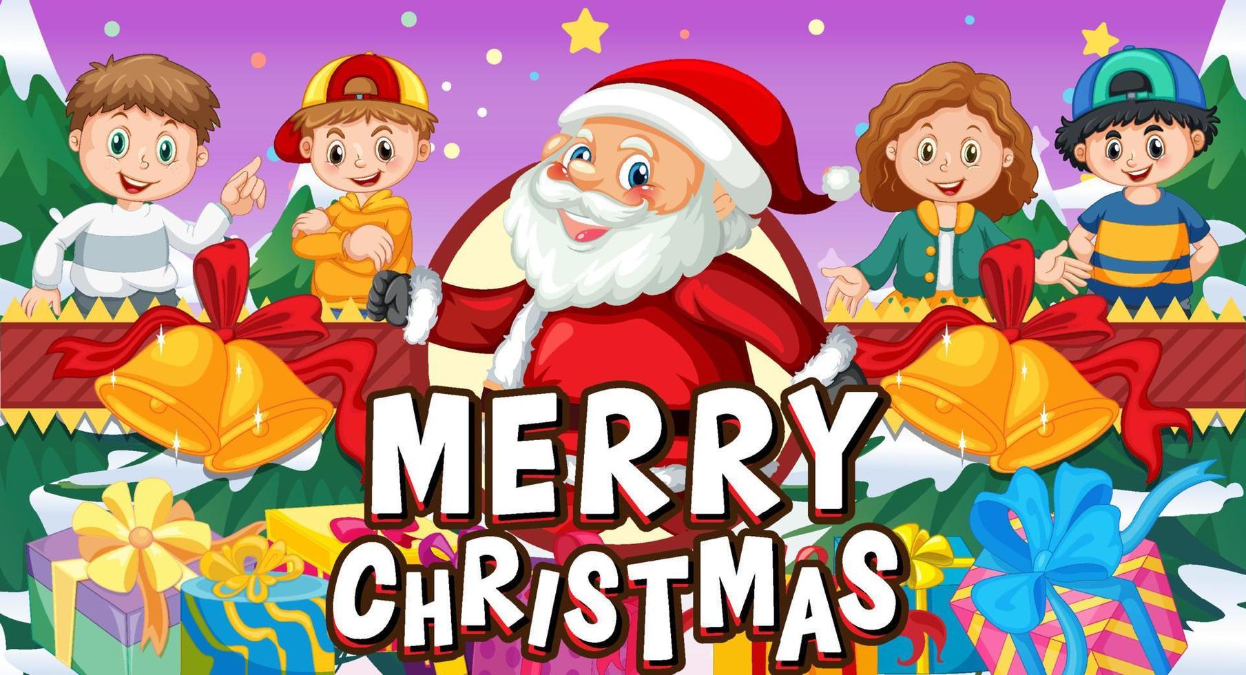 Merry Christmas banner design with Santa Claus cartoon character vector