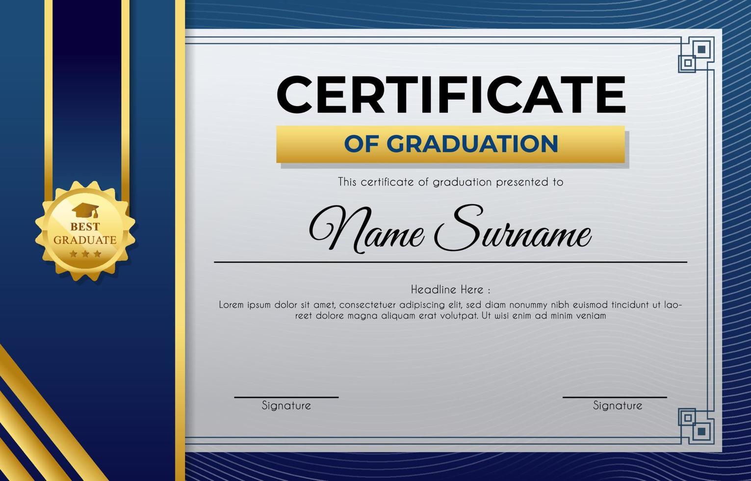 Modern Graduation Certificate Template vector