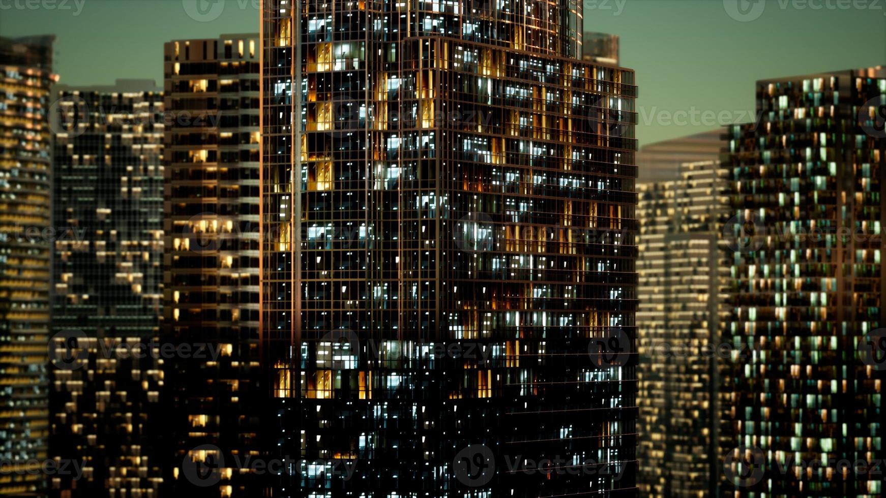 rascacielos en el barrio de negocios en la noche foto