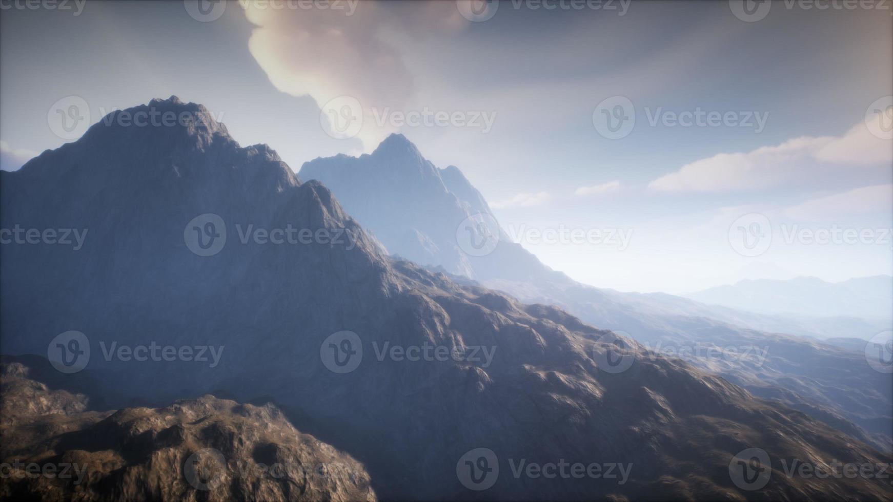 Volcano Crater Landscape with Fog photo
