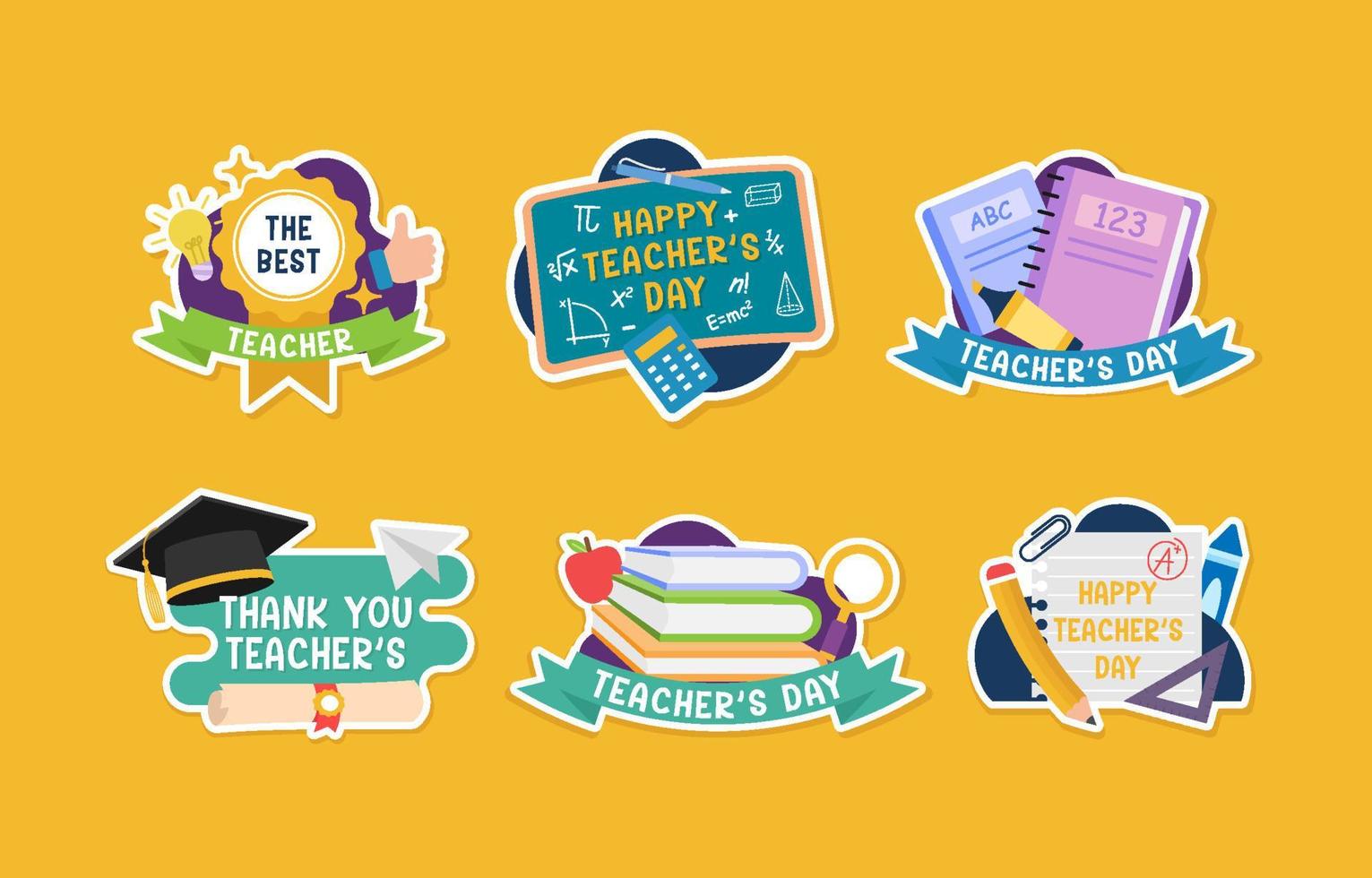 Happy National Teachers Day Sticker Label Set Template vector