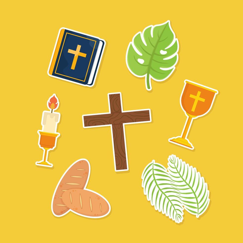 Palm Sunday Sticker Set vector