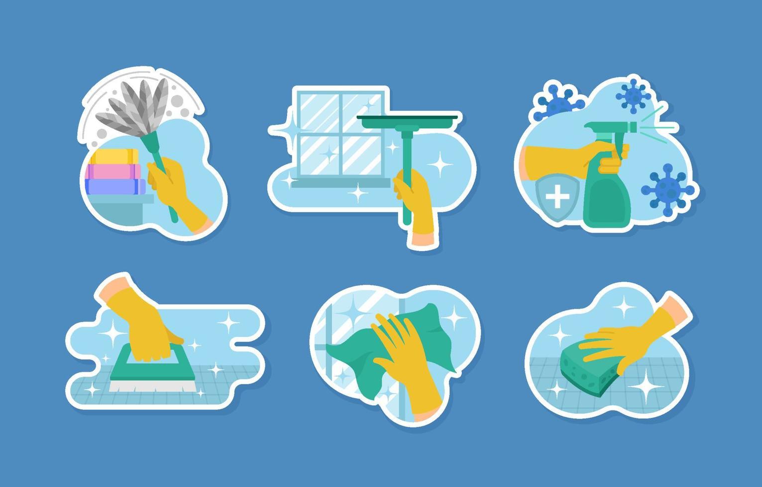 Spring Cleaning Stickers Element Set vector