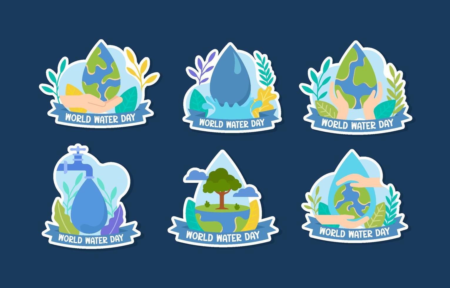 World Water Day Sticker Set vector