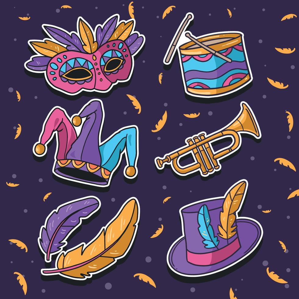 Mardi Gras Element Stickers vector