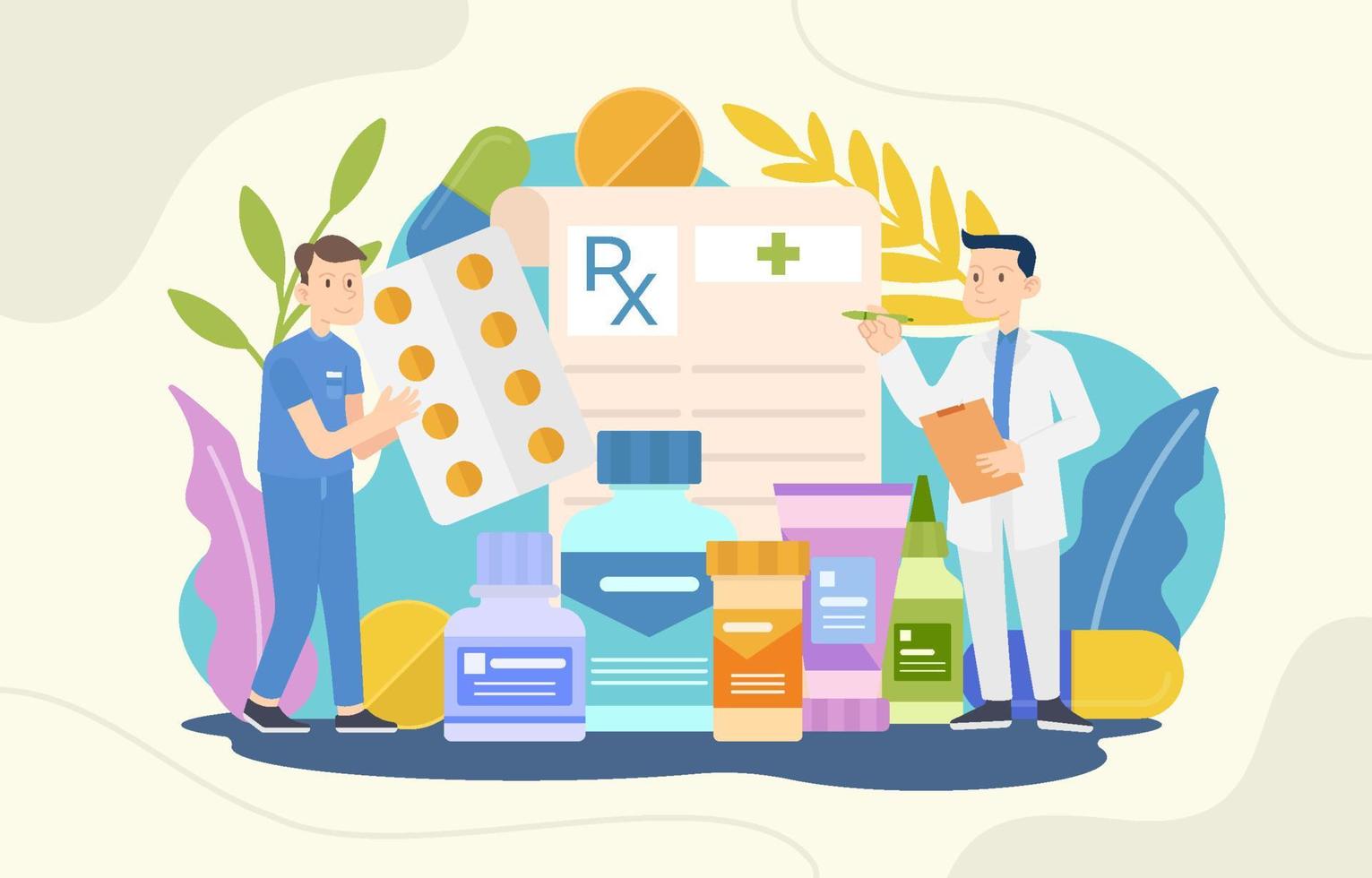 concepto de ilustración de boticarios modernos de medicamentos vector