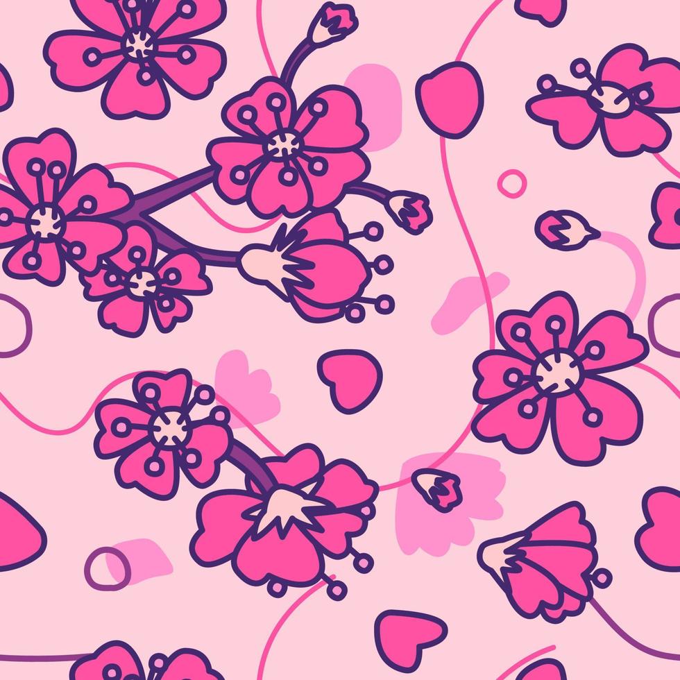 Cherry Blossom Seamless Pattern vector