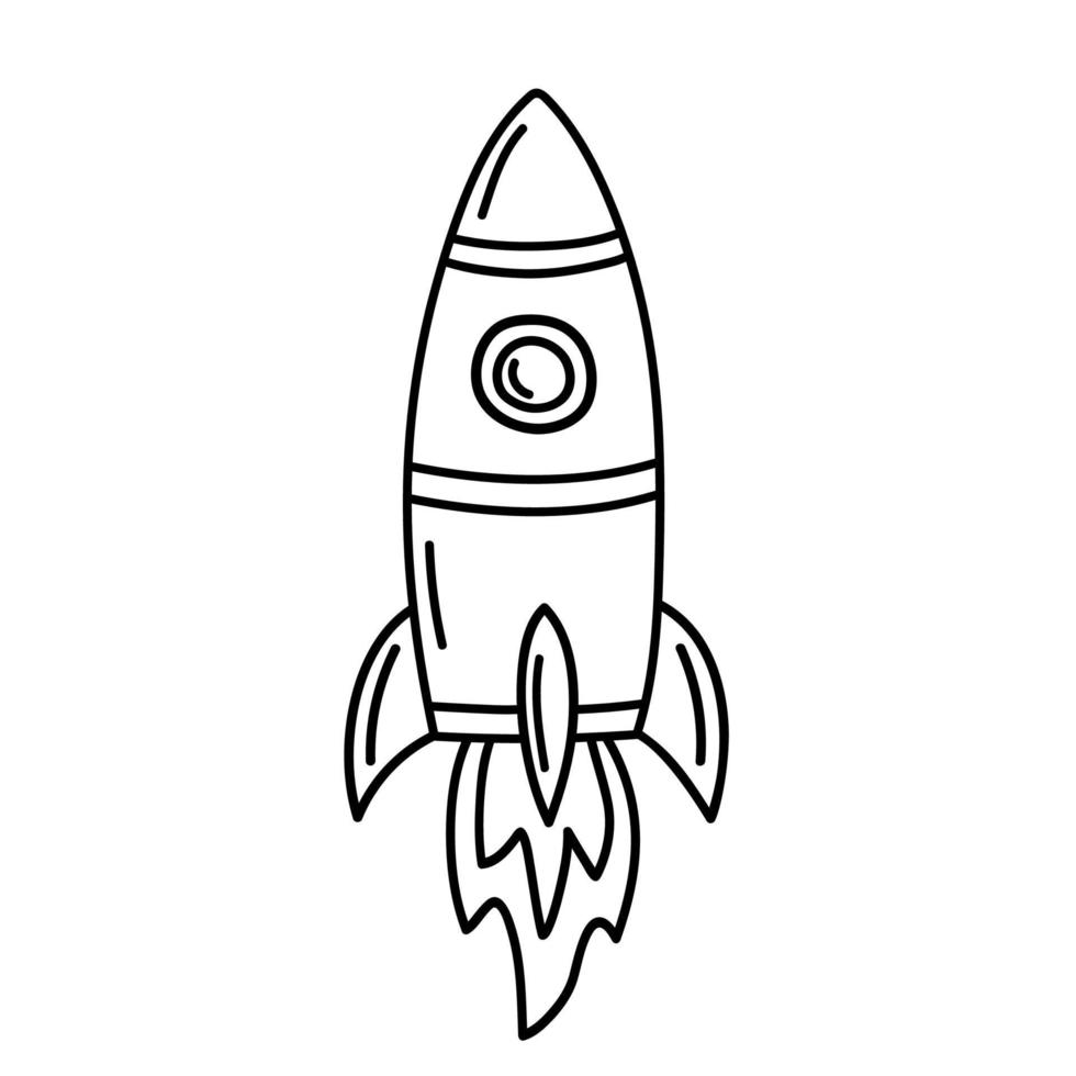 Space rocket in doodle style. vector