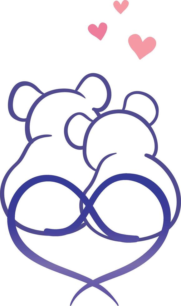 Two little mice leaning together vector