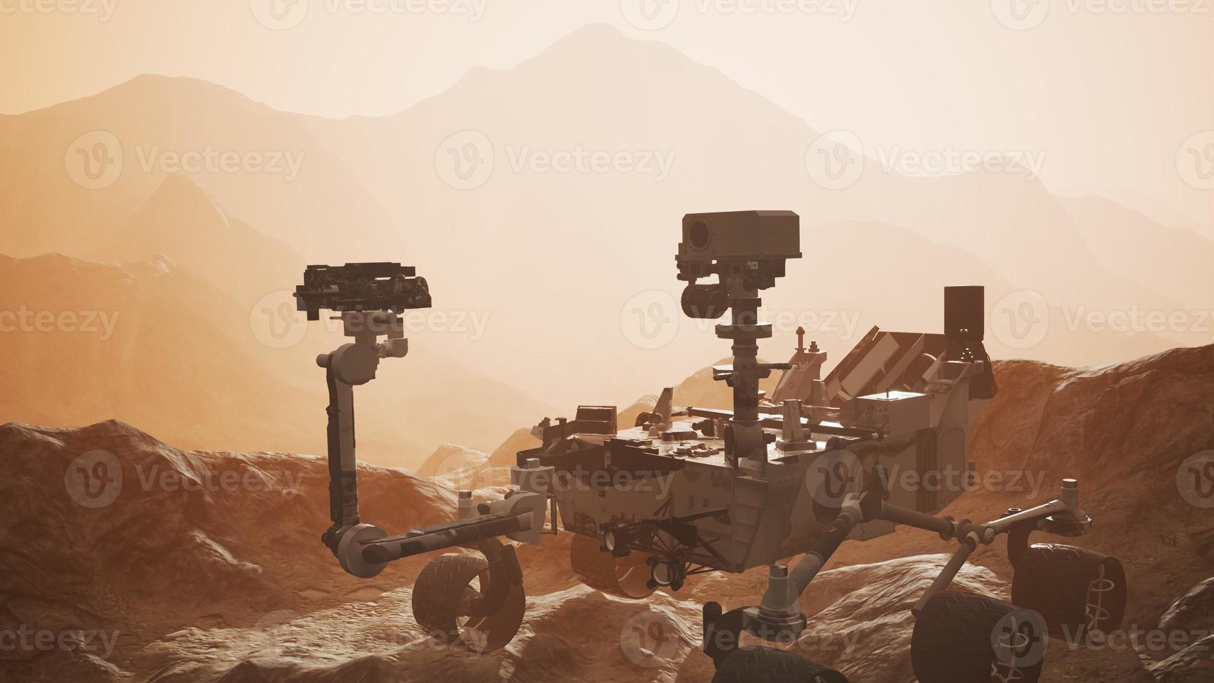 Curiosity Mars Rover exploring the surface of red planet photo