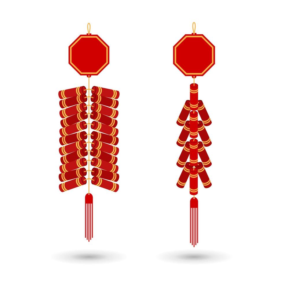 Red chinese firecracker flat icon. Vector. Red fire cracker art design for chinese new year celebration. vector