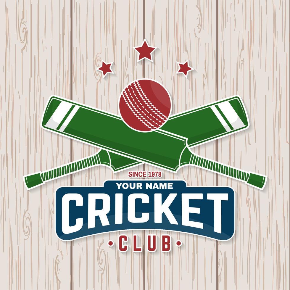 Cricket club patch or sticker. Vector. Concept for shirt, print, stamp or tee. Vintage typography design with cricket bat and ball silhouette. vector