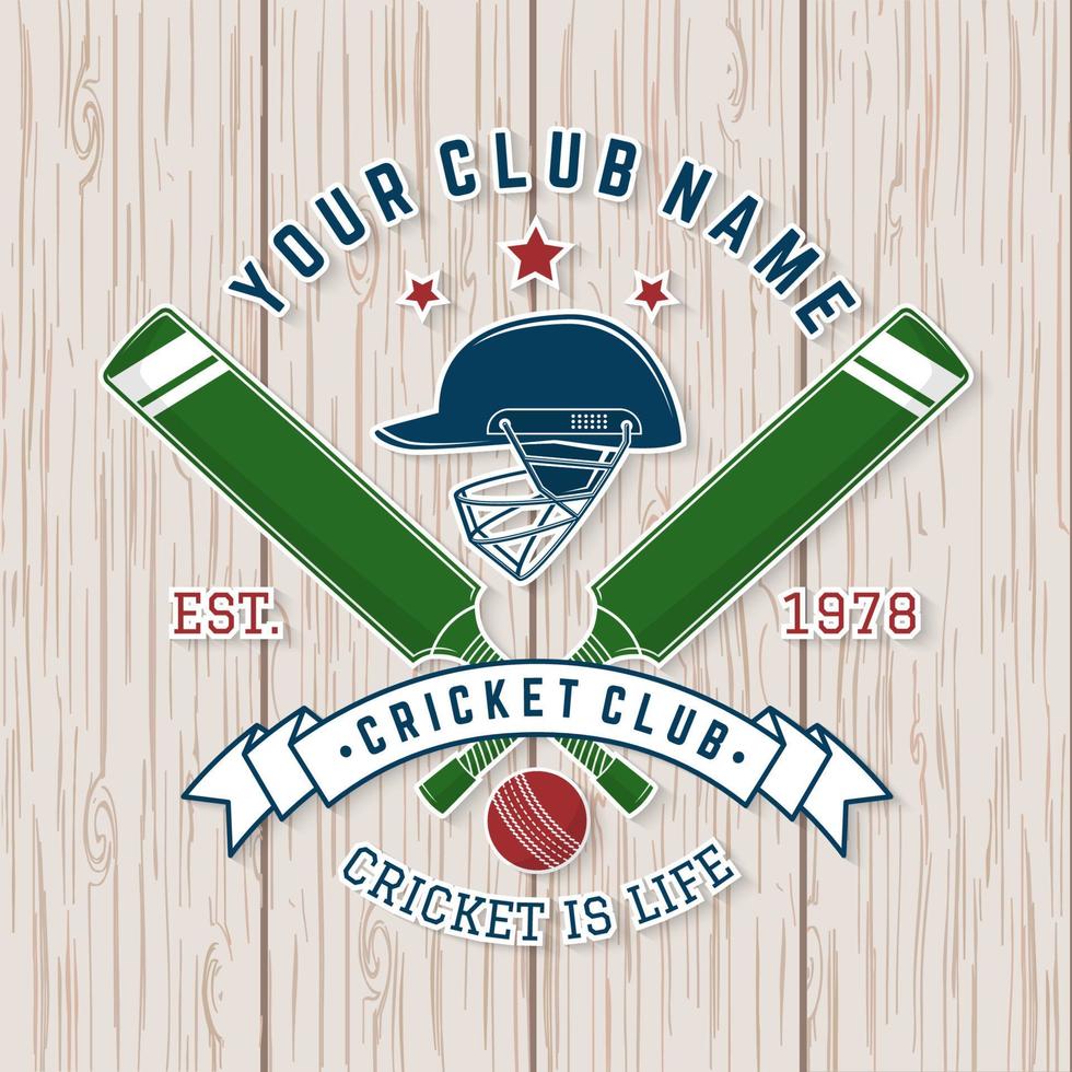 Cricket club badge. Vector. Concept for shirt, print, stamp or tee. Vintage typography design with cricket bat, helmet and ball silhouette. Templates for sports club. vector