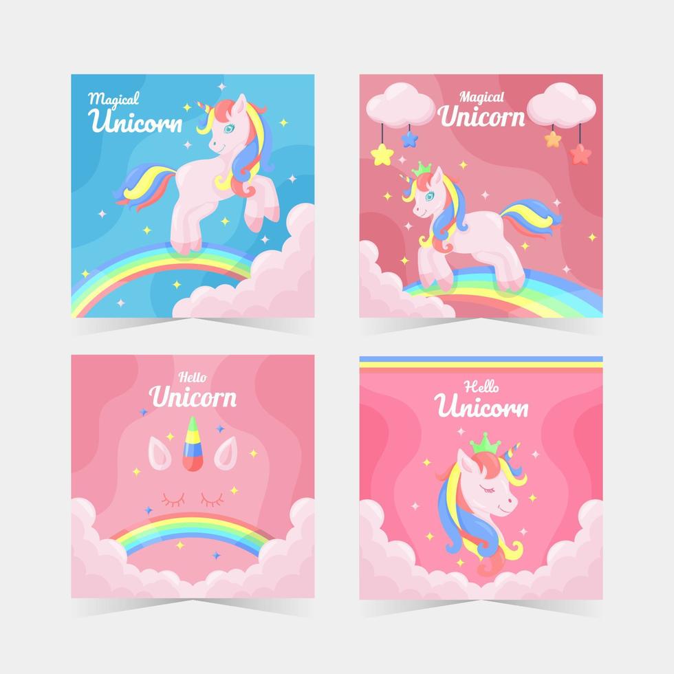 publicación en redes sociales de unicornio vector