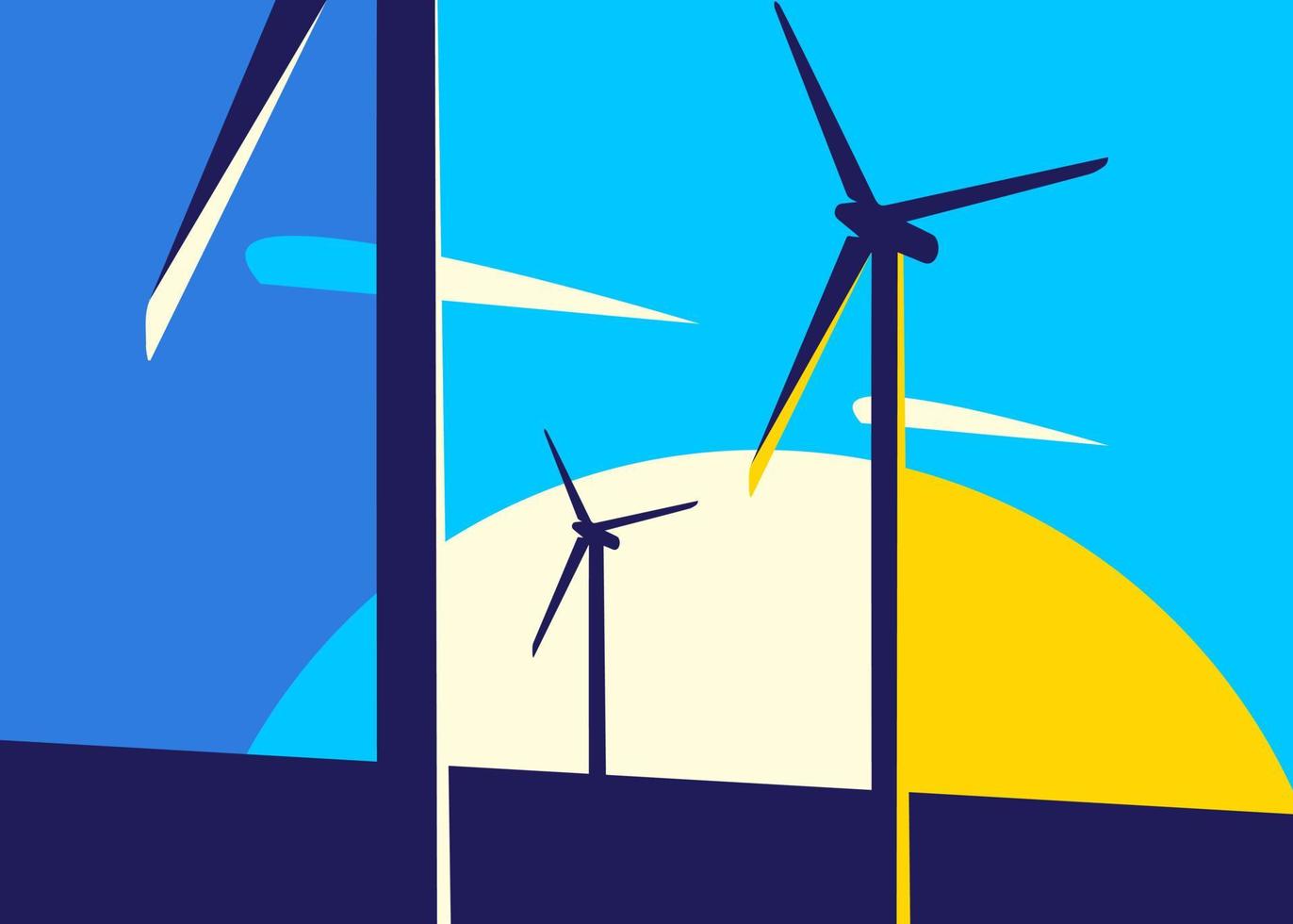 Banner with wind power stations. vector